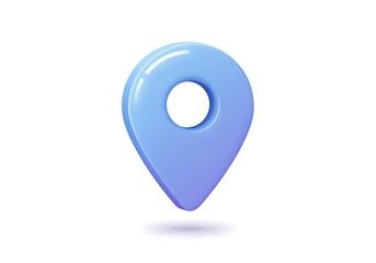 3D Rendering of a Blue Location Pin on White Background Emphasizing Navigation and Mapping Concepts for Digital Interfaces and Applications