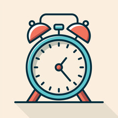 Alarm clock icon flat vector illustration for time management schedule deadline, education study productivity wake up symbol