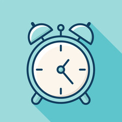 Alarm clock icon flat vector illustration for time schedule management deadline, education school study productivity symbol
