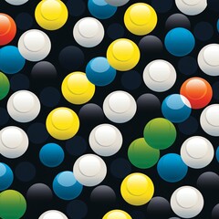 Abstract Spheres Pattern Colorful Balls on Dark Background, Decorative Surface Design