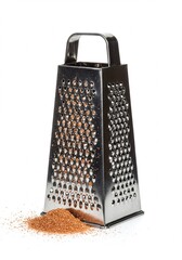 Nutmeg spice grater on white background.