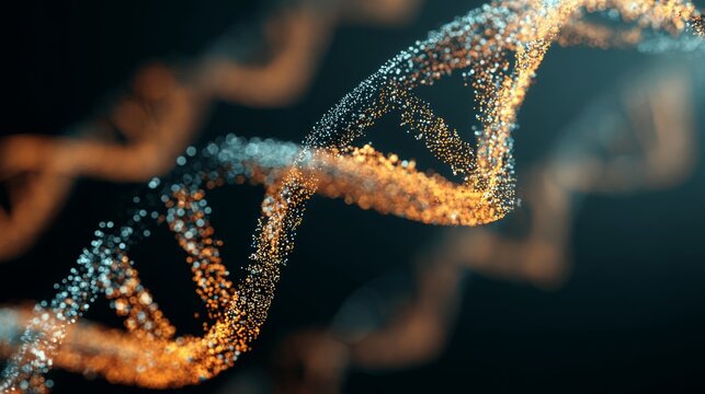 Abstract glowing dna double helix structure on futuristic blue medical background representing biotechnology, genetic research, molecular biology, healthcare innovation, nanotechnology, and advanced s