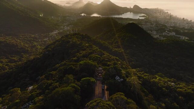 Rio de Janeiro Brazil &ndash; Epic 4K Drone Aerial Skyline at Sunrise Golden Hour