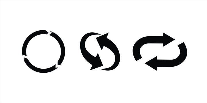 Refresh icon. Exchange symbol. Recycle symbol. Repeat and reload, and arrow rotation circle synchronization. Editable stroke outline styles for app user interfaces and web elements.