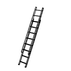 Hand-drawn vector illustration of an extension ladder, a tall climbing tool for construction, repair, and home improvement projects