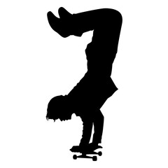 Skateboarder Doing Handstand Silhouette