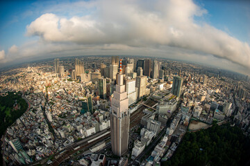Panoramic view of Shinjuko Tokyo, taken from a helicopter