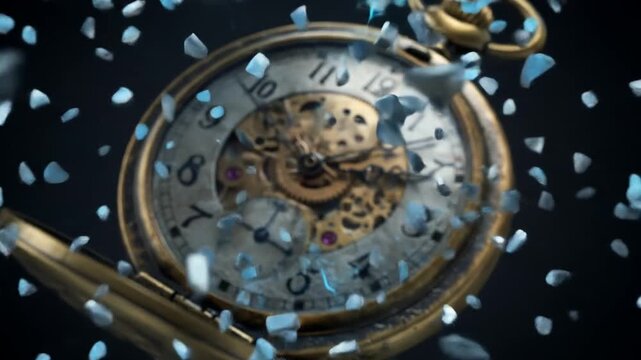 Vintage pocket watch exploding with electric energy