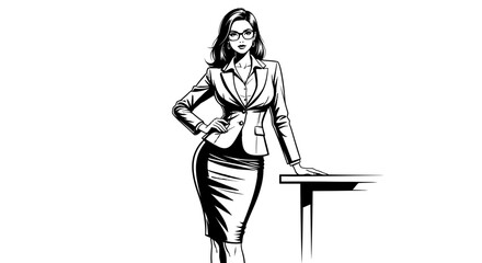 Fototapeta premium Elegant businesswoman illustration with sophisticated style and posture