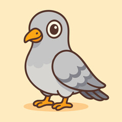 Cartoon Grey Pigeon Bird Vector Illustration