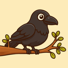 Cartoon Black Crow Bird Vector