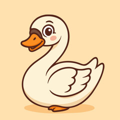 Cartoon White Swan Bird Illustration