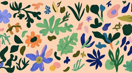 Abstract Floral Pattern on a Beige Background