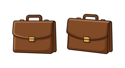 Two brown leather briefcases with gold clasps and handles