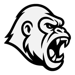 Vector line art illustration Of A Gorilla Head.