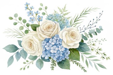 Elegant Watercolor Floral Arrangement Featuring