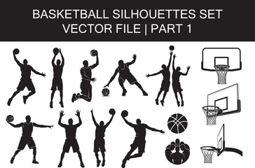 Set of Basketball Silhouettes, vector file © Luluraschi