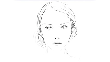 Minimalist line art portrait of woman face drawing