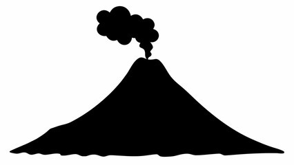 Silhouette of a volcano with smoke billowing out of the top against a plain white background image view © fatima zainab
