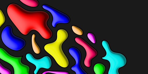 Colorful Abstract Fluid Shapes on Black Background
