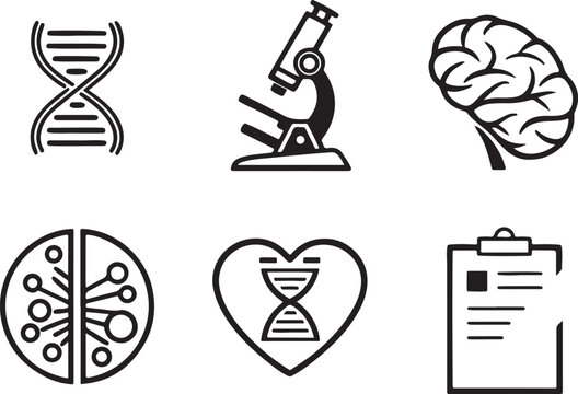 Medical research line art vector icon set. Health and Medical flat black outline icons for Web and App. Editable illustration linear