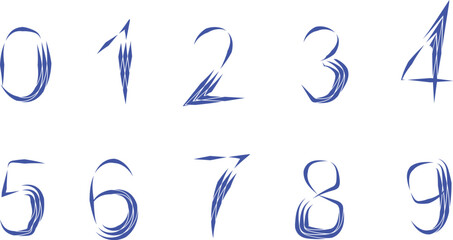 Obraz premium 1 to 9 hand drawn set, editable stroke line brush vector illustration