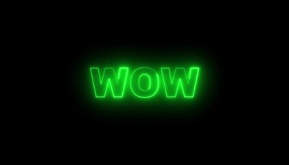 Wow neon sign animation. Glowing neon lines wow text animation on black background. Seamless loop. neon luxury wow text on motion animation. - Powered by Adobe