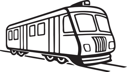 Metro Rail transport flat line art vector icon