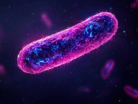 Abstract paramecium floating in space, minimal biology illustration