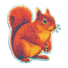 Obraz na płótnie Canvas PNG Vibrant illustrated squirrel graphic