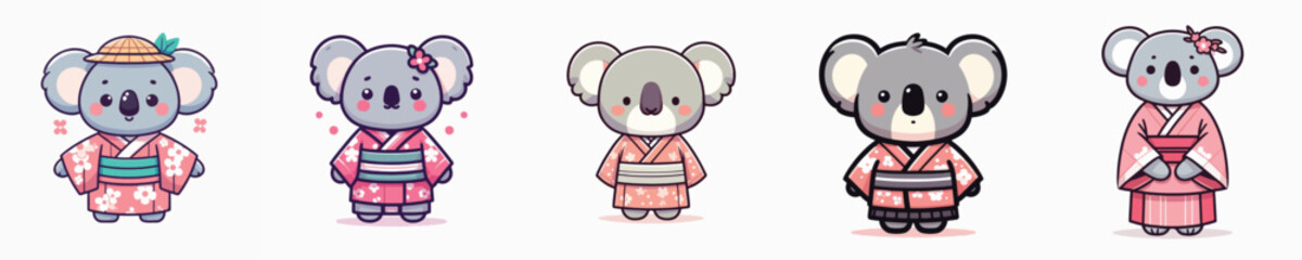 cute koala vector in kimono costume