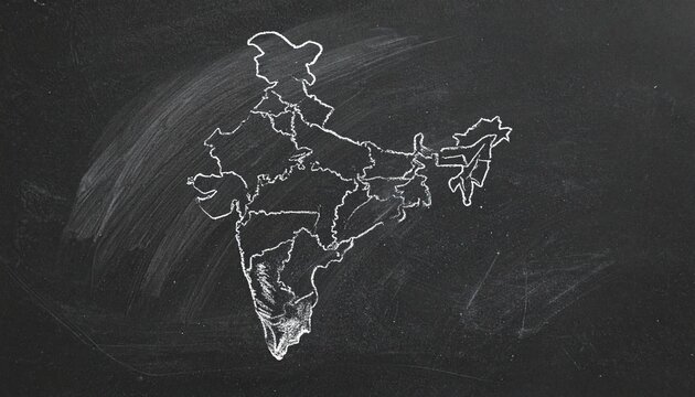 India map chalkboard outline
