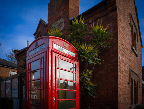 Heckington, Lincolnshire, England, United Kingdom, 15th November 2024, Old red telephone box repurposed as a Community Defibrillator