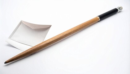 Teacher’s wooden pointer stick with rubber grip isolated on white background classroom instruction accessory
