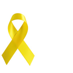 Bright yellow awareness ribbon symbol isolated on transparent background