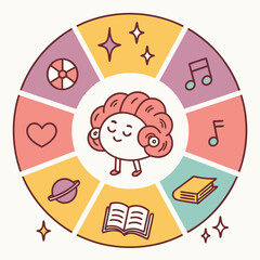 vector illustration of a growing brain with healthy infographic