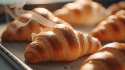 Freshly baked croissant golden brown flaky pastry with buttery layers, delicious breakfast bakery treat, inviting morning aroma, soft texture, appetizing closeup, warm light, French inspired delight - Powered by Adobe