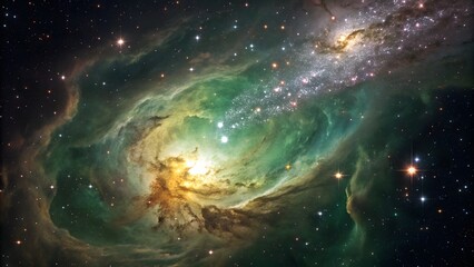 Fototapeta premium Exploring Colourful Nebula Cloud with Stars in Deep Outer Space