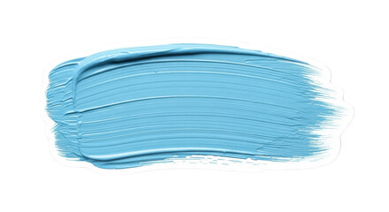 Light blue paint stroke, textured and smudged, isolated on white background.
