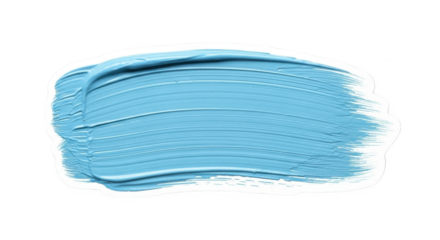 Light blue paint stroke, textured and smudged, isolated on white background.