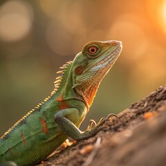 Fototapeta premium Small Green Iguana Closeup
