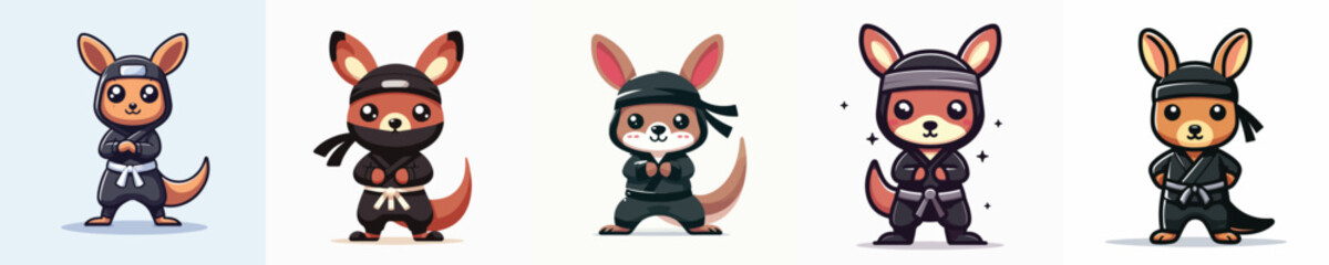cute kangaroo vector in ninja costume