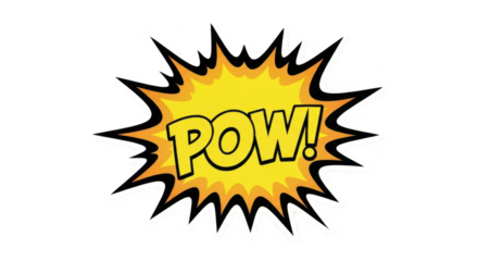 Comic book style graphic of a yellow explosion with the word "POW!" in black letters.