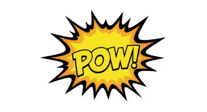 Comic book style graphic of a yellow explosion with the word "POW!" in black letters.