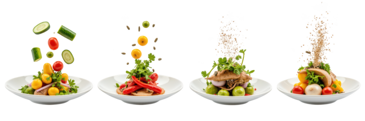 Fresh vegetables colorful salad gourmet presentation healthy meal culinary art vibrant ingredients food photography plated dish organic produce