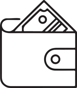 Wallet money bag Parce line art vector icon