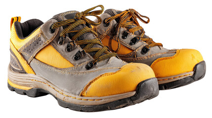 Pair of lightweight safety shoes designed for comfort background isolated on a Transparent background, PNG file.