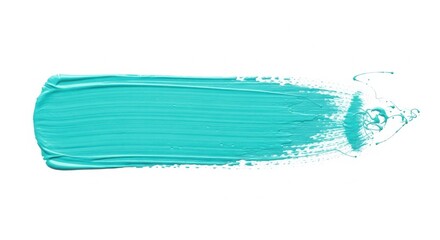 Vibrant turquoise blue paint stroke with visible brush texture on a clean white background