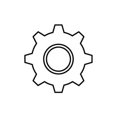 Simple Black Line Art Gear Icon, Cogwheel Illustration