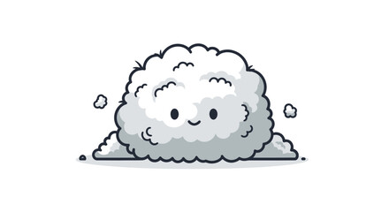 Cute fluffy white cartoon cloud character with a happy smiling face.